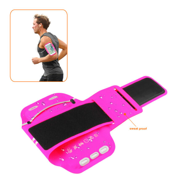 REIKO RUNNING SPORTS ARMBAND FOR IPHONE 7 PLUS/ 6S PLUS OR 5.5 INCHES DEVICE IN PINK (5.5x5.5 INCHES) - Image 3