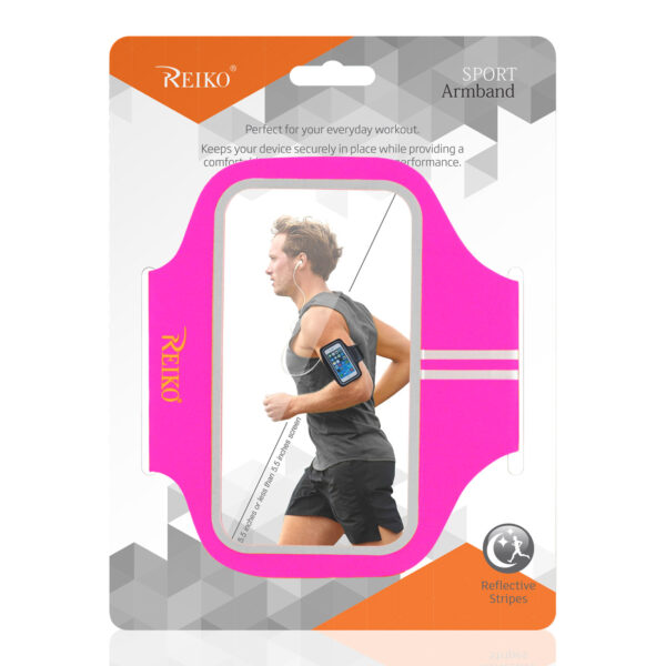 REIKO RUNNING SPORTS ARMBAND FOR IPHONE 7 PLUS/ 6S PLUS OR 5.5 INCHES DEVICE IN PINK (5.5x5.5 INCHES) - Image 4