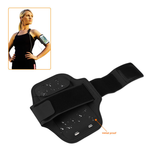 REIKO RUNNING SPORTS ARMBAND FOR IPHONE 7 PLUS/ 6S PLUS OR 5.5 INCHES DEVICE WITH LED IN BLACK (5.5x5.5 INCHES) - Image 3