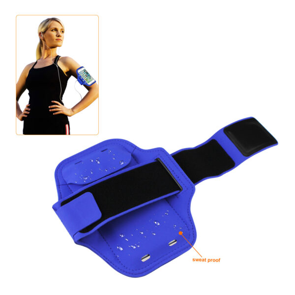 REIKO RUNNING SPORTS ARMBAND FOR IPHONE 7 PLUS/ 6S PLUS OR 5.5 INCHES DEVICE WITH LED IN BLUE (5.5x5.5 INCHES) - Image 3