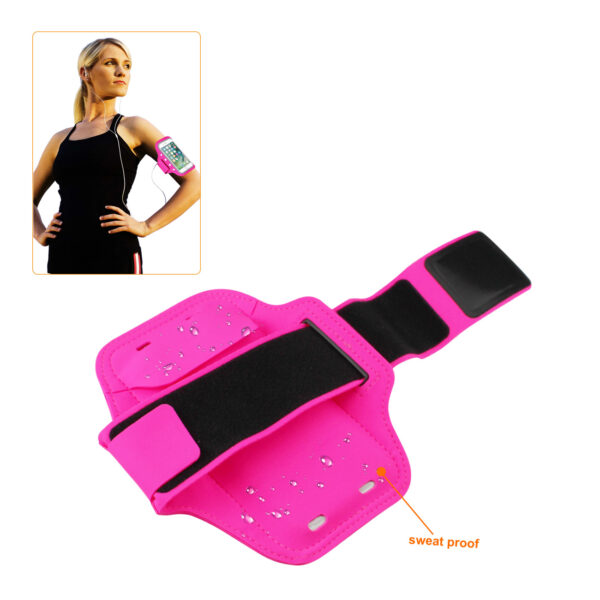 REIKO RUNNING SPORTS ARMBAND FOR IPHONE 7 PLUS/ 6S PLUS OR 5.5 INCHES DEVICE WITH LED IN PINK (5.5x5.5 INCHES) - Image 3