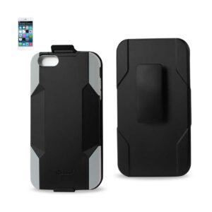 REIKO IPHONE 6 PLUS 3-IN-1 HYBRID HEAVY DUTY HOLSTER COMBO CASE IN GRAY BLACK