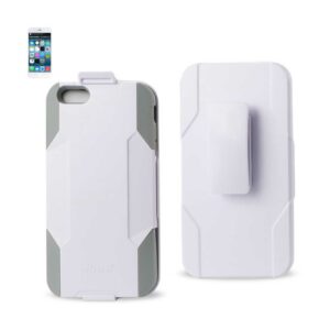 REIKO IPHONE 6 PLUS 3-IN-1 HYBRID HEAVY DUTY HOLSTER COMBO CASE IN GRAY WHITE