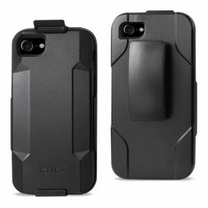 Reiko iPhone 7/8/SE2 3-In-1 Hybrid Heavy Duty Holster Combo Case In Black