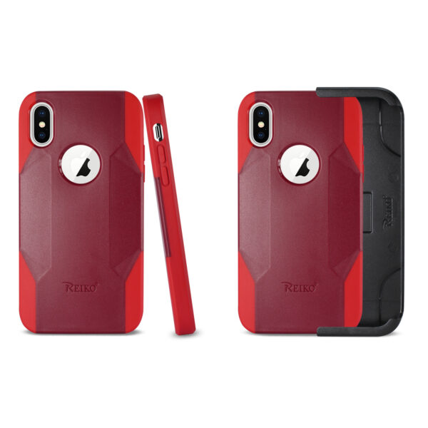 REIKO iPhone X/iPhone XS 3-IN-1 HYBRID HEAVY DUTY HOLSTER COMBO CASE IN BURGUNDY - Image 2