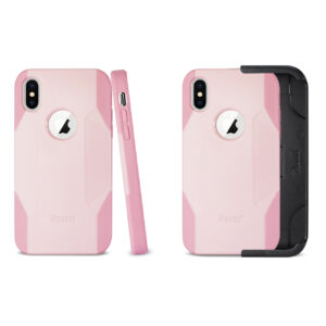 REIKO iPhone X/iPhone XS 3-IN-1 HYBRID HEAVY DUTY HOLSTER COMBO CASE IN LIGHT PINK - Image 2