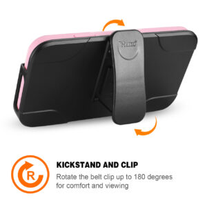 REIKO iPhone X/iPhone XS 3-IN-1 HYBRID HEAVY DUTY HOLSTER COMBO CASE IN LIGHT PINK - Image 3
