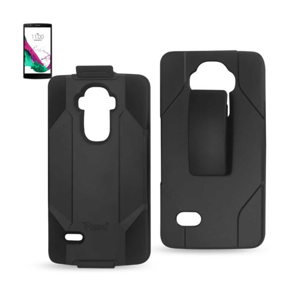 REIKO LG G4 3-IN-1 HYBRID HEAVY DUTY HOLSTER COMBO CASE IN BLACK