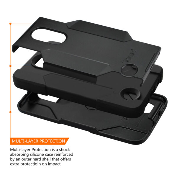 Reiko LG K20V/ K20 Plus 3-In-1 Hybrid Heavy Duty Holster Combo Case In Black - Image 3