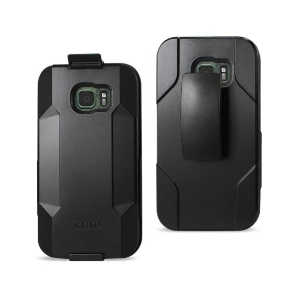 REIKO SAMSUNG GALAXY S7 ACTIVE 3-IN-1 HYBRID HEAVY DUTY HOLSTER COMBO CASE IN BLACK