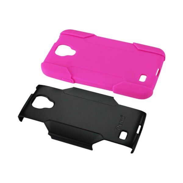 REIKO SAMSUNG GALAXY S4 3-IN-1 HYBRID HEAVY DUTY HOLSTER COMBO CASE IN HOT PINK BLACK - Image 3
