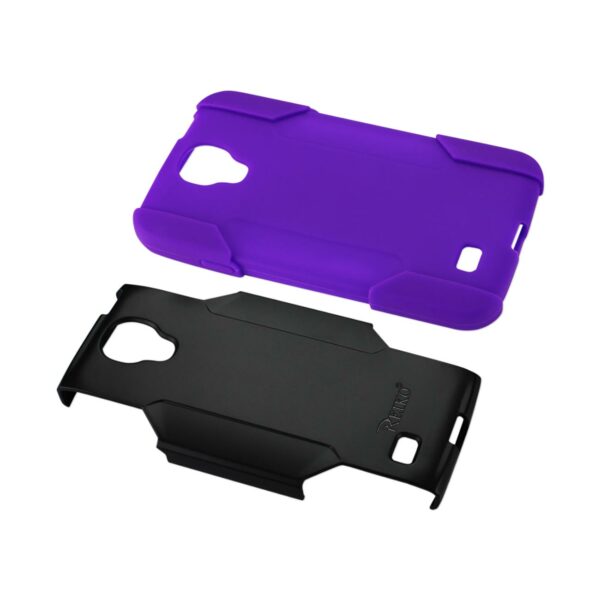 REIKO SAMSUNG GALAXY S4 3-IN-1 HYBRID HEAVY DUTY HOLSTER COMBO CASE IN PURPLE BLACK - Image 3