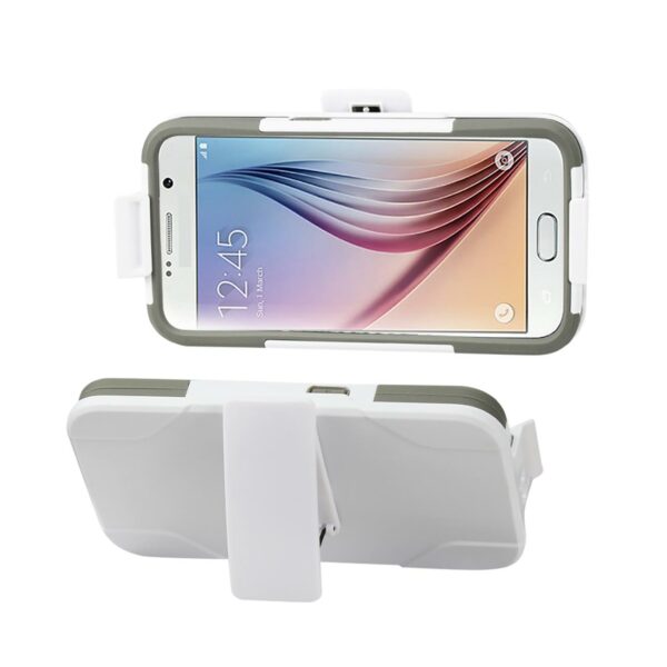 REIKO SAMSUNG GALAXY S6 3-IN-1 HYBRID HEAVY DUTY HOLSTER COMBO CASE IN GRAY WHITE - Image 2