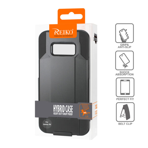 REIKO SAMSUNG GALAXY S8 3-IN-1 HYBRID HEAVY DUTY HOLSTER COMBO CASE IN BLACK - Image 4