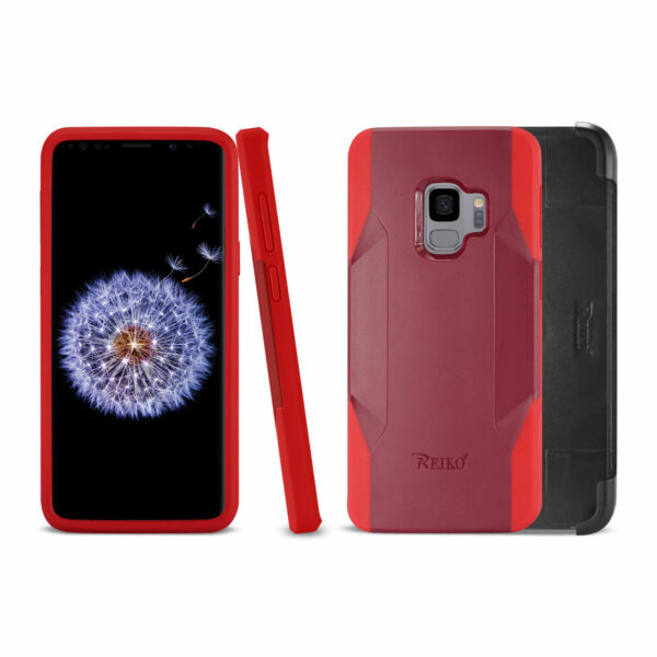 Reiko Samsung Galaxy S9 3-In-1 Hybrid Heavy Duty Holster Combo Case In Burgundy - Image 2