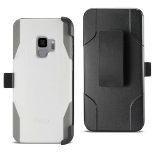 Reiko Samsung Galaxy S9 3-In-1 Hybrid Heavy Duty Holster Combo Case In White