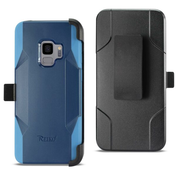 Reiko Samsung Galaxy S9 3-In-1 Hybrid Heavy Duty Holster Combo Case In Navy