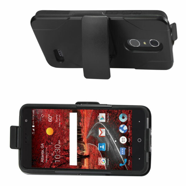 REIKO ZTE GRAND X4 3-IN-1 HYBRID HEAVY DUTY HOLSTER COMBO CASE IN BLACK - Image 2