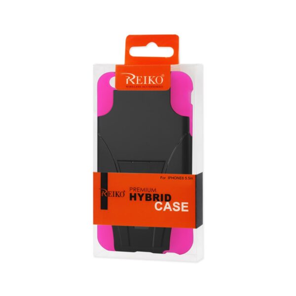 Reiko iPhone 6S/ 6 Plus Hybrid Heavy Duty Case With Kickstand In Hot Pink Black - Image 4