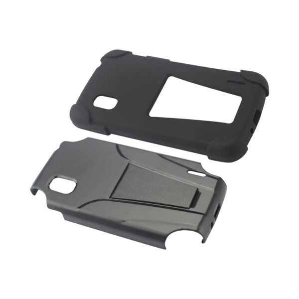 REIKO LG NEXUS 4 HYBRID HEAVY DUTY CASE WITH KICKSTAND IN BLACK - Image 3