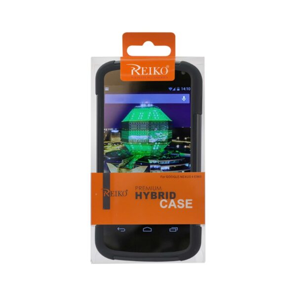 REIKO LG NEXUS 4 HYBRID HEAVY DUTY CASE WITH KICKSTAND IN BLACK - Image 4