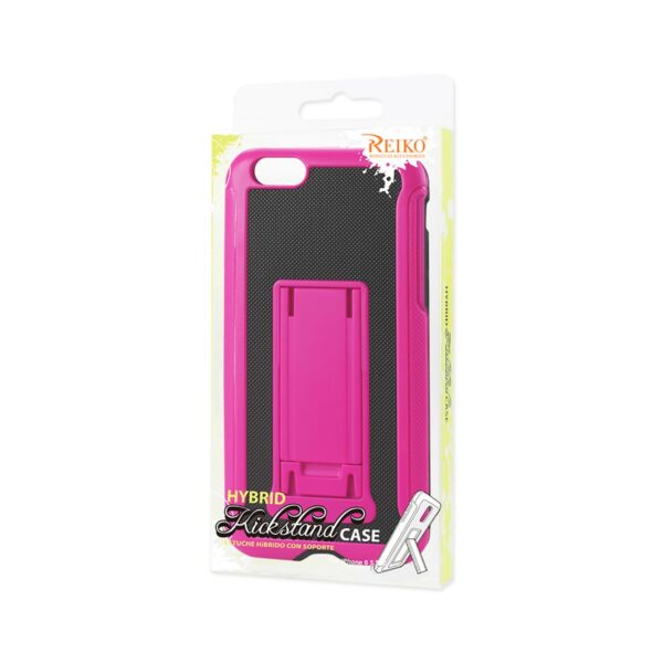 REIKO IPHONE 6 PLUS HYBRID HEAVY DUTY CASE WITH VERTICAL KICKSTAND IN BLACK HOT PINK - Image 4
