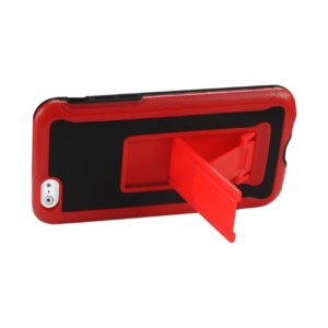 REIKO IPHONE 6 PLUS HYBRID HEAVY DUTY CASE WITH VERTICAL KICKSTAND IN BLACK RED - Image 2