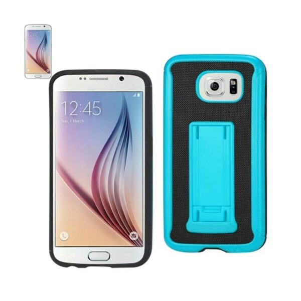 REIKO SAMSUNG GALAXY S6 HYBRID HEAVY DUTY CASE WITH VERTICAL KICKSTAND IN BLACK NAVY