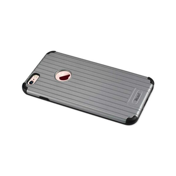 Reiko iPhone 6S Plus/ 6 Plus Rugged Metal Texture Hybrid Case With Ridged Back In Black Gray - Image 2