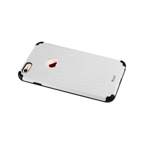 Reiko iPhone 6S Plus/ 6 Plus Rugged Metal Texture Hybrid Case With Ridged Back In Black White - Image 2