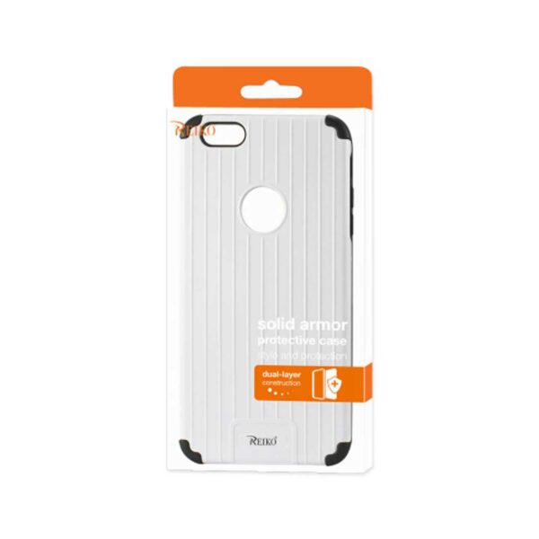 Reiko iPhone 6S Plus/ 6 Plus Rugged Metal Texture Hybrid Case With Ridged Back In Black White - Image 4
