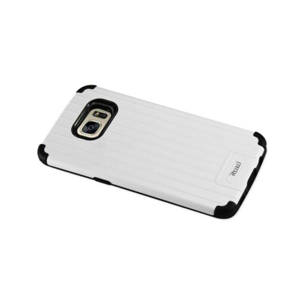 REIKO SAMSUNG GALAXY S7 EDGE RUGGED METAL TEXTURE HYBRID CASE WITH RIDGED BACK IN BLACK WHITE - Image 2