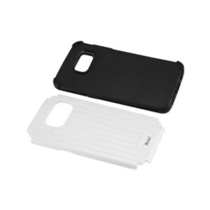 REIKO SAMSUNG GALAXY S7 EDGE RUGGED METAL TEXTURE HYBRID CASE WITH RIDGED BACK IN BLACK WHITE - Image 3