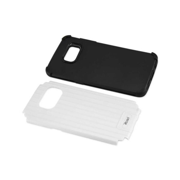 REIKO SAMSUNG GALAXY S7 EDGE RUGGED METAL TEXTURE HYBRID CASE WITH RIDGED BACK IN BLACK WHITE - Image 3