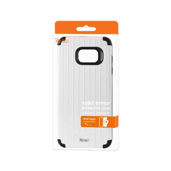 REIKO SAMSUNG GALAXY S7 EDGE RUGGED METAL TEXTURE HYBRID CASE WITH RIDGED BACK IN BLACK WHITE - Image 4