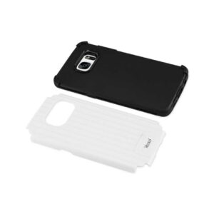 REIKO SAMSUNG GALAXY S7 RUGGED METAL TEXTURE HYBRID CASE WITH RIDGED BACK IN BLACK WHITE - Image 3