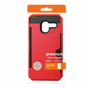 REIKO ALCATEL TRU SLIM ARMOR HYBRID CASE WITH CARD HOLDER IN RED - Image 4