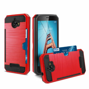 REIKO COOLPAD DEFIANT SLIM ARMOR HYBRID CASE WITH CARD HOLDER IN RED - Image 2