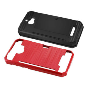 REIKO COOLPAD DEFIANT SLIM ARMOR HYBRID CASE WITH CARD HOLDER IN RED - Image 3