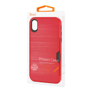 Reiko iPhone XS Max Slim Armor Hybrid Case With Card Holder In Red - Image 4