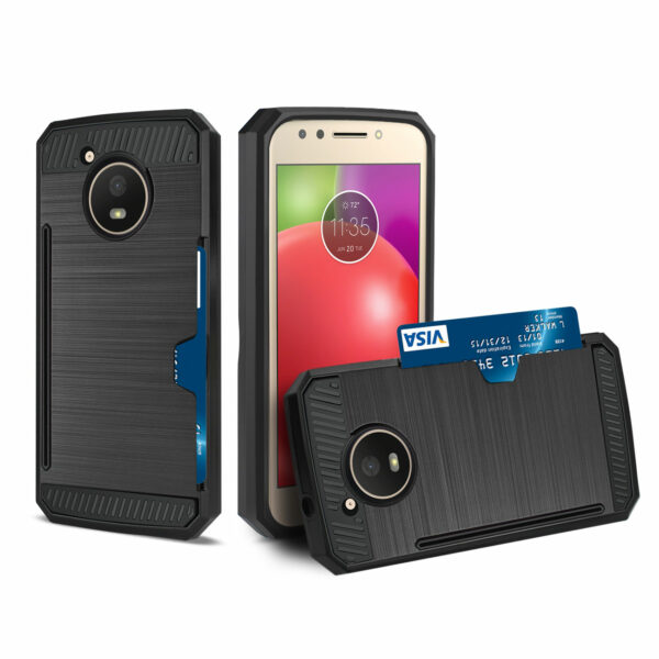 REIKO MOTOROLA MOTO E4 ACTIVE SLIM ARMOR HYBRID CASE WITH CARD HOLDER IN BLACK - Image 2