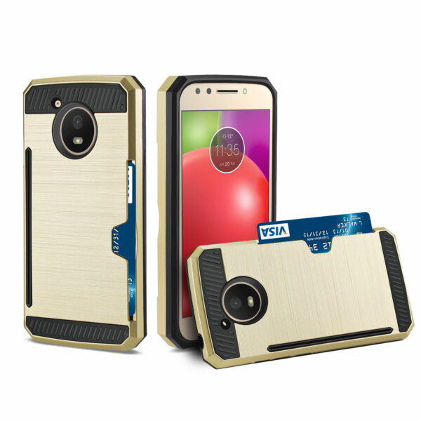 REIKO MOTOROLA MOTO E4 ACTIVE SLIM ARMOR HYBRID CASE WITH CARD HOLDER IN GOLD - Image 2