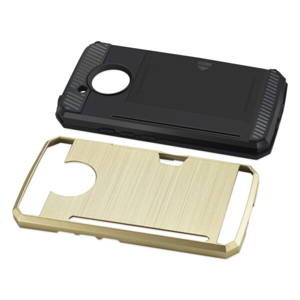 REIKO MOTOROLA MOTO E4 ACTIVE SLIM ARMOR HYBRID CASE WITH CARD HOLDER IN GOLD - Image 3
