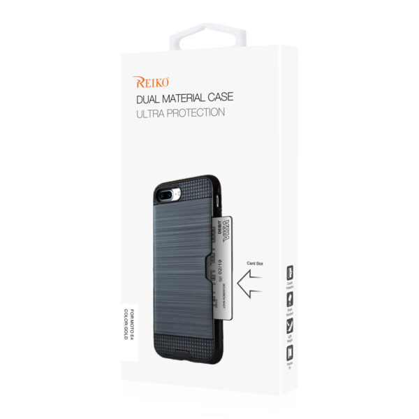 REIKO MOTOROLA MOTO E4 ACTIVE SLIM ARMOR HYBRID CASE WITH CARD HOLDER IN GOLD - Image 4