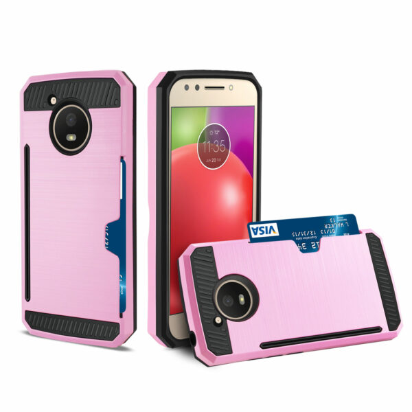 REIKO MOTOROLA MOTO E4 ACTIVE SLIM ARMOR HYBRID CASE WITH CARD HOLDER IN PINK - Image 2
