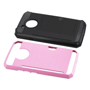 REIKO MOTOROLA MOTO E4 ACTIVE SLIM ARMOR HYBRID CASE WITH CARD HOLDER IN PINK - Image 3