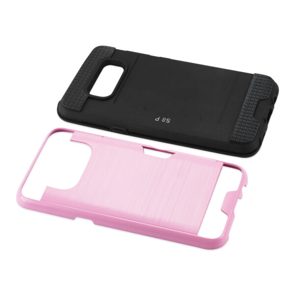 REIKO SAMSUNG GALAXY S8 EDGE/ S8 PLUS SLIM ARMOR HYBRID CASE WITH CARD HOLDER IN PINK - Image 3