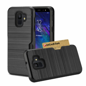 Reiko Samsung Galaxy A6 Slim Armor Hybrid Case With Card Holder In Black - Image 2