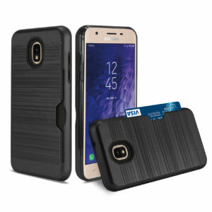 Reiko Samsung J3(2018) Slim Armor Hybrid Case With Card Holder In Black - Image 2