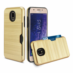 Reiko Samsung J3(2018) Slim Armor Hybrid Case With Card Holder In Gold - Image 2